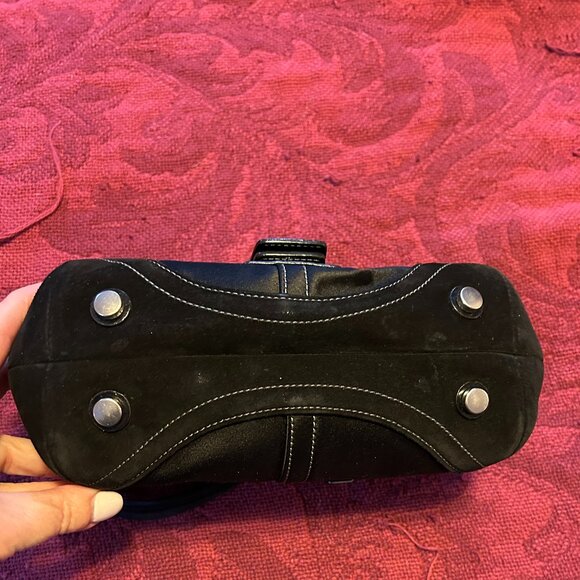 Vintage Y2K COACH Mini Soho Madison Top Handle Black Satin/Suede Bag - Picture 7 of 8